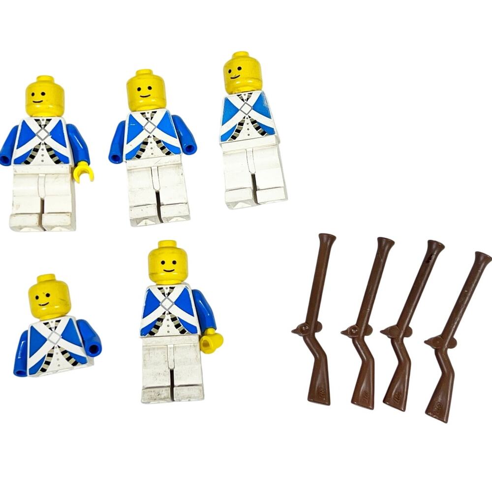 LEGO Lot of 5 Pirates Imperial Soldier Sailors with Muskets Blue White Uniform